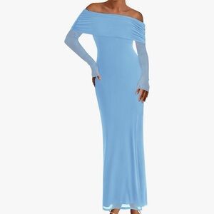 Elegant Off-Shoulder Blue Dress